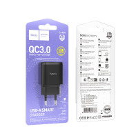 Мережевий зарядний пристрій HOCO C140A Smart single port QC3.0 charger(EU) Black (Колір 7073) - фото № 5