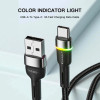 Кабель Essager Colorful LED USB-кабель для быстрой зарядки, 3 А, USB-A, тип C, 1 м, черный (EXCT-XCD01) (EXCT-XCD01) - изображение 3