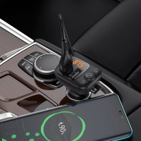 АЗП з FM-модулятором BOROFONE BC41 Eminency QC3.0 Car BT FM transmitter 18W Black (Колір 7073) - фото № 5