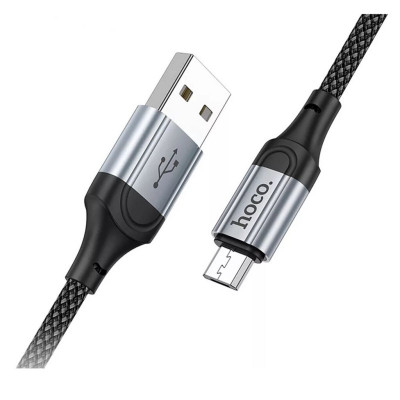 Кабель HOCO X102 USB to Micro 2.4A, 1m, nylon, aluminum connectors, Black - изображение 4