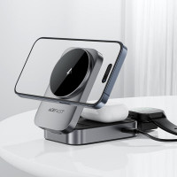 Бездротовий зарядний пристрій ACEFAST E22 Desktop 3-in-1 Wireless Charging holder Metal Gray (Цвет Metal Gray) - фото № 6