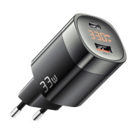 Мережевий зарядний пристрій Essager Lingyun 33W GaN Digital Display Travel Charger A+C EU  black (ECTCA-LYB01-Z) (Колір 7073) - фото № 2