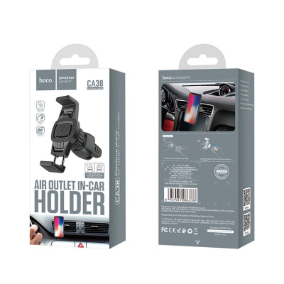 Тримач для мобільного HOCO CA38 Platinum sharp air outlet in-car holder Black (6957531086338) - изображение 7