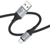 Кабель HOCO X102 USB to Micro 2.4A, 1m, nylon, aluminum connectors, Black - изображение 2
