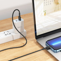 Кабель HOCO X83 USB to iP 2.4A, 1m, PVC, PVC connectors, Black (Цвет 7073) - фото № 4