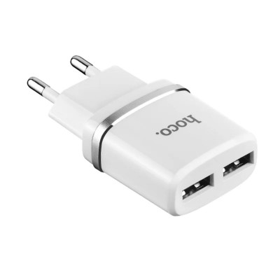 Мережевий зарядний пристрій HOCO C12 Smart dual USB (iP cable)charger set White (6957531047766) - зображення 2