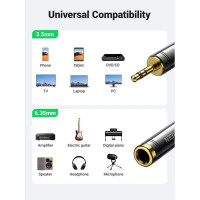 Аудіо адаптер UGREEN AV168 3.5mm Male to 6.35mm Female Adapter 1pcs(UGR-60711) (Цвет Черный) - фото № 4