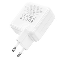 Мережевий зарядний пристрій HOCO C115A Header PD65W  GaN three-port(2C1A) charger White (Цвет Белый) - фото № 5