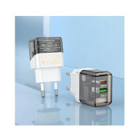 Мережевий зарядний пристрій BOROFONE BA80A Scenery PD20W+QC3.0 charger (EU) Transparent Black (Цвет Transparent-Black) - фото № 3