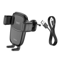 Тримач для мобiльного з БЗП HOCO HW1 Pro wireless fast charge car holder(air outlet) Black (Цвет 7073) - фото № 5