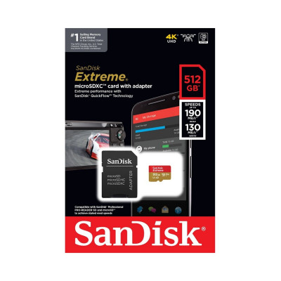 microSDXC (UHS-1 U3) SanDisk Extreme A2 512Gb class 10 V30 (R190MB/s,W130MB/s) (adapter SD) - зображення 4