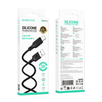 Кабель BOROFONE BX113 Lenny silicone charging data cable Type-C(L=2M) Black (Цвет 7073) - фото № 5