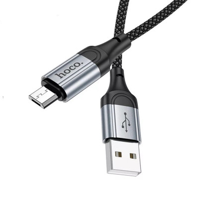 Кабель HOCO X102 USB to Micro 2.4A, 1m, nylon, aluminum connectors, Black - зображення 3