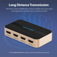 Сплітер Vention 1 In 4 Out HDMI Splitter 4K@30Hz Gold Aluminum Alloy Type EU Standard (ACCG0-EU)  - фото № 3