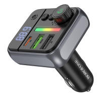 АЗП з FM-модулятором BOROFONE BC50  Ascenso PD20W+QC3.0 car BT FM transmitter Black (Цвет 7073) - фото № 2