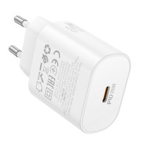 Мережевий зарядний пристрій BOROFONE BA82A Platinum single port PD25W charger(EU) White (Цвет Белый) - фото № 3