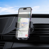 Тримач для мобiльного з БЗП BOROFONE BH209 Riley wireless fast charging car holder(air outlet) Black (Цвет Черный) - фото № 7