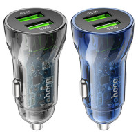 Автомобільний зарядний пристрій HOCO Z47 Transparent Discovery Edition dual port QC3.0 18W (Micro) Transparent Black (Цвет Черный) - фото № 3