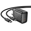 Мережевий зарядний пристрій HOCO CS24A Puerto single-port PD25W charger set (C to C)(EU) Black (7073)- № 5