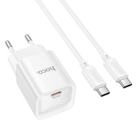 Мережевий зарядний пристрій HOCO C146A Charm single port PD20W charger set (C to C) (EU) White (Колір Білий) - фото № 6