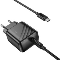 Мережевий зарядний пристрій HOCO CS24A Puerto single-port PD25W charger set (C to C)(EU) Black (Колір 7073) - фото № 3