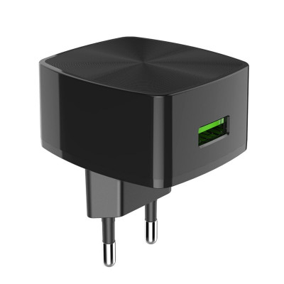 Мережевий зарядний пристрій HOCO C70A Cutting-edge single port QC3.0 charger Black - зображення 1