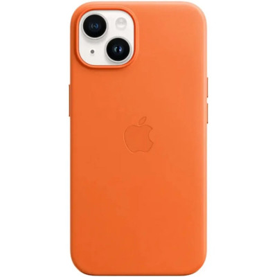 Чохол для смартфона Leather AAA Full Magsafe IC for iPhone 14 Orange - зображення 1