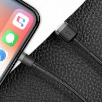 Кабель Baseus Cafule Cable USB For Lightning 2.4A 1m Gray+Black (Цвет Темно-серый) - фото № 7