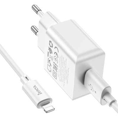Мережевий зарядний пристрий HOCO C106A Комплект зарядного устройства Leisure с одним портом(iP) Белый (6931474783899) - изображение 5