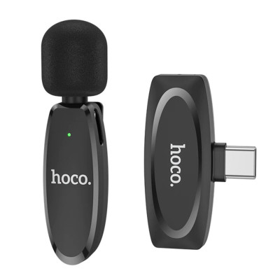 Мікрофон-петличка HOCO L15 Type-C Crystal lavalier wireless digital microphone Black - изображение 1