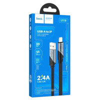 Кабель HOCO U119 USB to iP 2.4A, 1.2m, nylon, aluminum connectors, Black (Колір 7073) - фото № 2