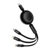 Кабель Baseus Bright Mirror 2 Series Retractable 3-in-1 Fast Charging  Data Cable Type-C to M+L+C 100W 1.1m Black (Черный)- № 8