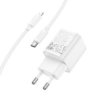 Мережевий зарядний пристрій HOCO C147A Charm PD20W+QC3.0 charger set (C to iP)(EU) White (Колір Білий) - фото № 6
