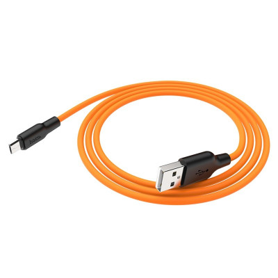Кабель HOCO X21 Plus USB to Micro 2.4A, 1м, силікон, силіконові роз'єми, Black+Orange (6931474711908) - зображення 3