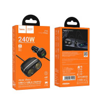 Автомобільний зарядний пристрій HOCO Z59 Rank 48W dual port PD30W+QC3.0 dual cigarette lighter slot car charger Black (Колір 7073) - фото № 2