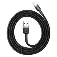 Кабель Baseus Cafule Cable USB For Lightning 2.4A 1m Gray+Black (Цвет Темно-серый) - фото № 4