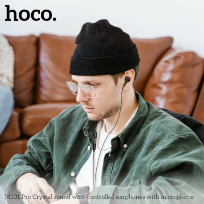 Навушники HOCO M101 Pro Crystal sound wire-controlled earphones with microphone Black - изображение 4