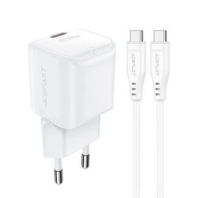 Мережевий зарядний пристрій ACEFAST A73 mini PD20W GaN single USB-C charger set (C3-03) White - изображение 1