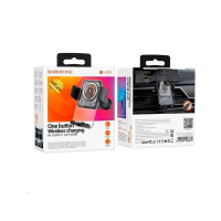 Тримач для мобiльного з БЗП BOROFONE BH209 Riley wireless fast charging car holder(air outlet) Black (Цвет Черный) - фото № 8