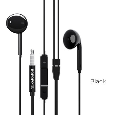 Навушники BOROFONE BM30 Original series wire control earphones with mic Black (BM30B) - зображення 1