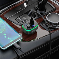 АЗП з FM-модулятором HOCO E62 Fast PD20W+QC3.0 car BT FM transmitter Black (Колір Черный) - фото № 7