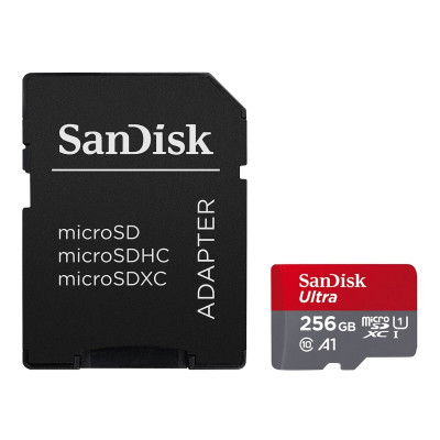 microSDXC (UHS-1) SanDisk Ultra 256Gb class 10 A1 (150MB/s) (adapter SD) (SDSQUAC-256G-GN6MA) - изображение 1