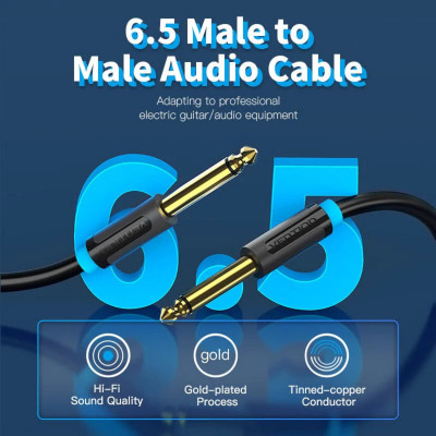 Кабель Vention 6.35mm TS Male to Male Audio Cable 1.5M Black (BAABG) - изображение 4