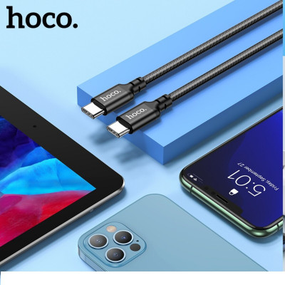 Кабель HOCO X14 Type-C to Type-C 60W, 1m, nylon, aluminum connectors, Black - зображення 7