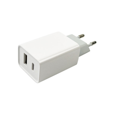 Мережевий зарядний пристрий Mibrand MI-206C Дорожное зарядное устройство USB-A + USB-C Белый (MIWC/206CUCW) - изображение 1