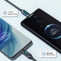 Кабель Essager Enjoy LED Digital Display USB Charging Cable USB A to Type C 100W 1m black (EXCT-XY01-P) (Колір Черный) - фото № 3