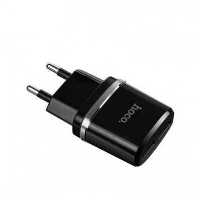 Мережевий зарядний пристрій HOCO C12 Smart dual USB (iP cable)charger set Black - зображення 3