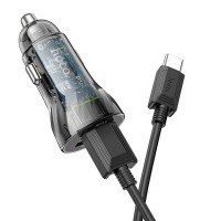 Автомобільний зарядний пристрій HOCO Z47 Transparent Discovery Edition dual port QC3.0 18W (Type-C) Transparent Black (Цвет Transparent black) - фото № 3
