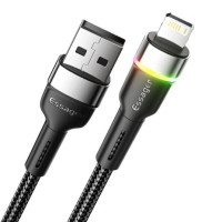 Кабель Essager Colorful LED USB Cable Fast Charging 2.4A USB-A to Lightning 1m black (EXCL-XCD01) (Цвет Черный) - фото № 2