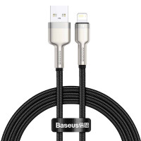 Кабель Baseus Cafule Series Metal Data Cable USB to IP 2.4A 1m Black (Цвет Черный) - фото № 3